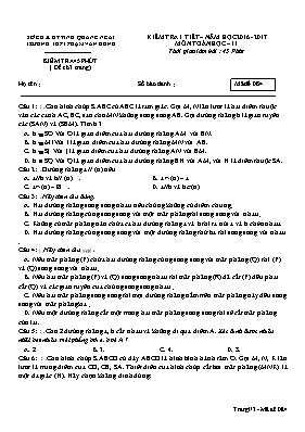 Bộ Đề kiểm tra 1 tiết môn Toán học  11